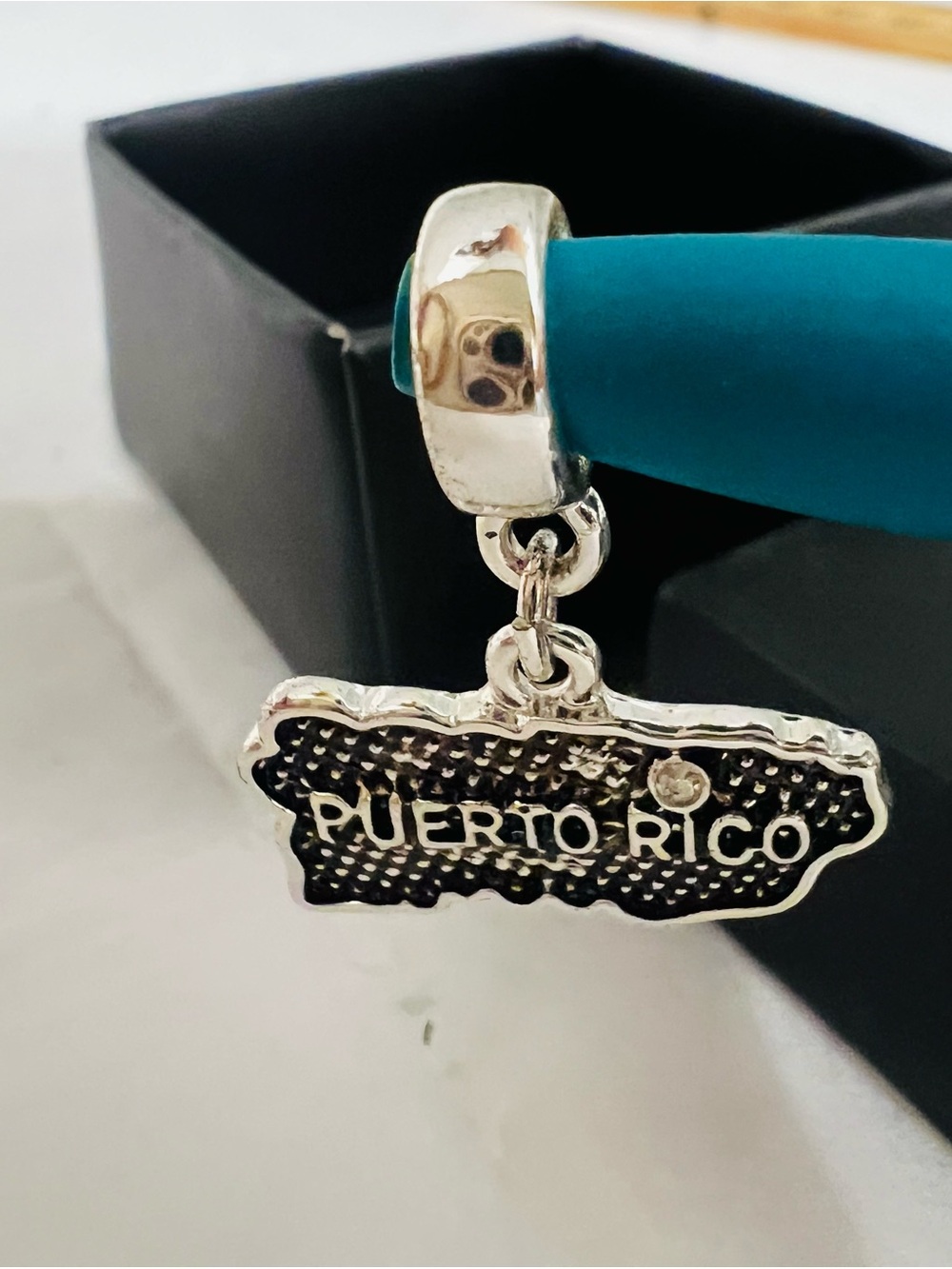 Puerto Rico Silver Charm Pendant in Black and Silver